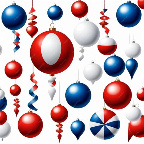 Red White and Blue Decorations vector set white background isolated