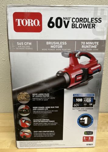 Toro 51821 60V Flex Force Cordless 565 CFM Blower KIT 2 0 Battery