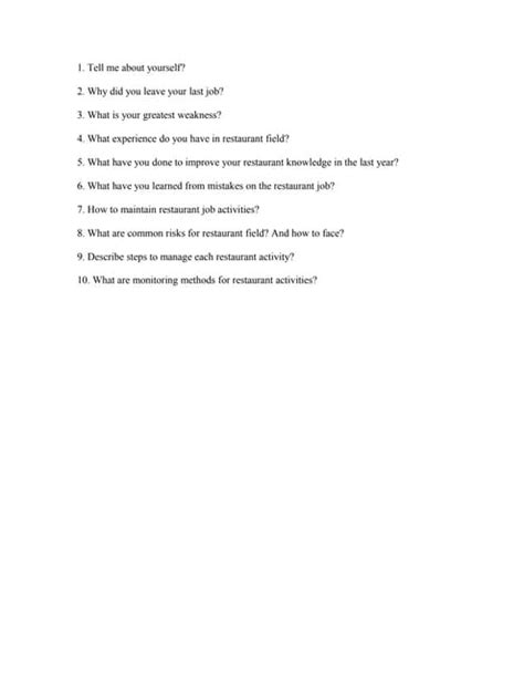 Restaurant host interview questions and answers | PDF