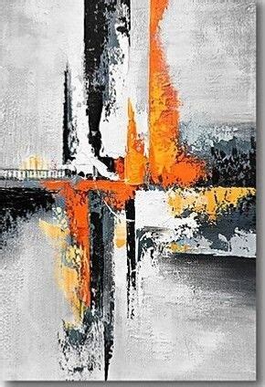 An Abstract Painting With Orange And Black Colors On It S Canvas