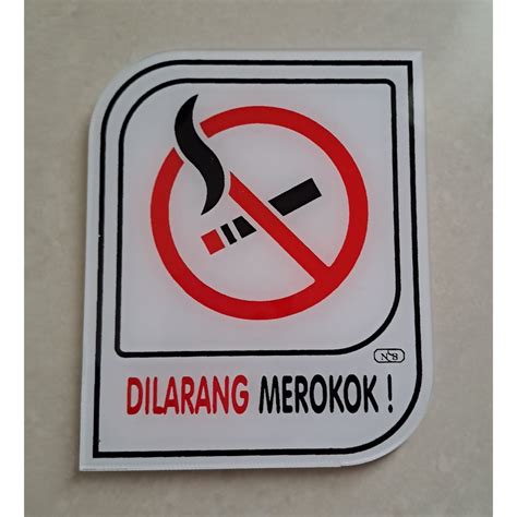 Jual Sign Label Acrylic Label Akrilik Kecil Dilarang Merokok Putih