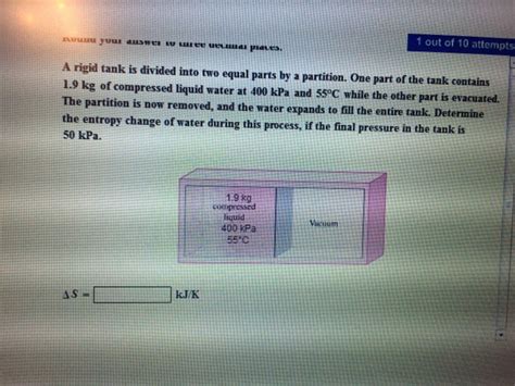 Solved A Rigid Tank Is Divided Into Two Equal Parts By A Chegg