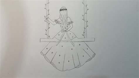 How To Draw A Girl Sitting On Swingpencil Drawing For Beginner Girl