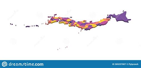 Japan Political Map Of Administrative Divisions Cartoon Vector