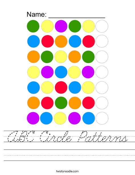 Abc Circle Patterns Worksheet Cursive Twisty Noodle