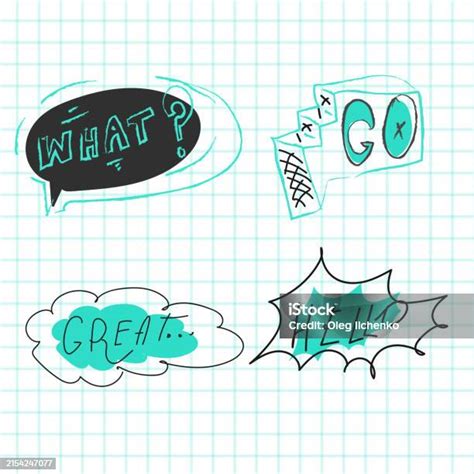 Hand Drawn Comic Speech Bubbles With Popular Message Sketch Design Stock Illustration Download