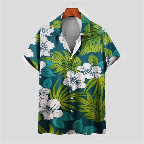 Poteti Beach Mens Summer Shirts Plus Size Hawaiian Short Sleeve