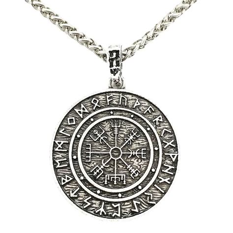 Vegvisir Colgante de runas nórdicas para hombre y Talismán rúnico