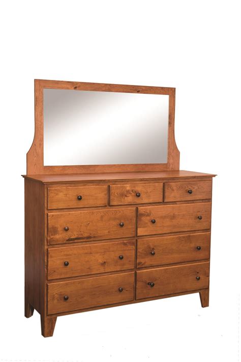 Grosbeak Nine Drawer Dresser With Optional Mirror From DutchCrafters