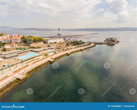 Harbor In La Coruna Galiciaspain Drone Photo Stock Image Image Of