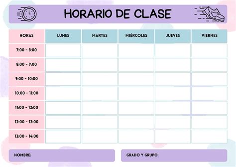 Plantilla De Planificador De Horario De Clases