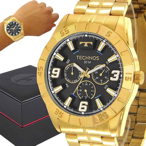 Lebrave Relógio Technos Masculino Analógico Dourado