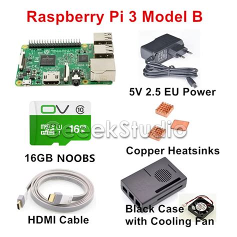 Raspberry Pi 3 Model B Starter Kit With 16gb Sd Noobs 5v 2 5a Eu Uk Au Power Supply Copper