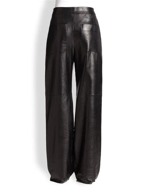 Lyst Alexander Wang Wide Leg Leather Pants In Black