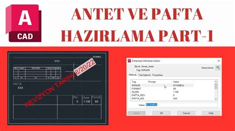 Autocad Parametrik Antet Ve Pafta Nas L Yap L R Part Youtube