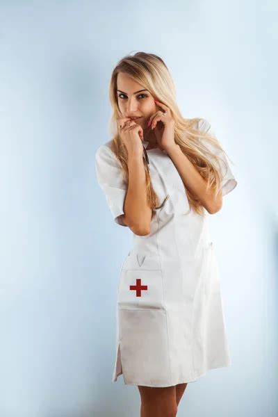 Photo Of Sexy Blonde Nurse With Stethoscope Stock Photo By