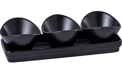 Bruntmor Piece Set Tray With Three Compartment Serving Curvy Bowls