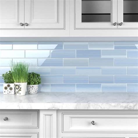 Blue Glass Subway Tile Kitchen Backsplash – Things In The Kitchen