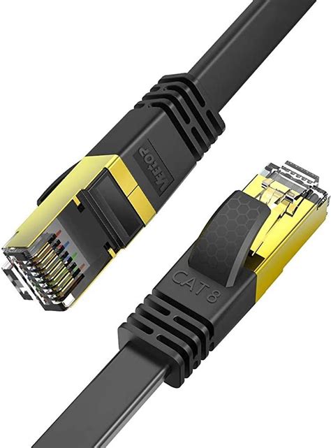 Veetop Flat Cat8 Ethernet Cable 26AWG Cat 8 Network Internet LAN Cable