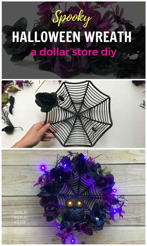 Diy Halloween Wreath A Dollar Store Decor Project Girls Build Club