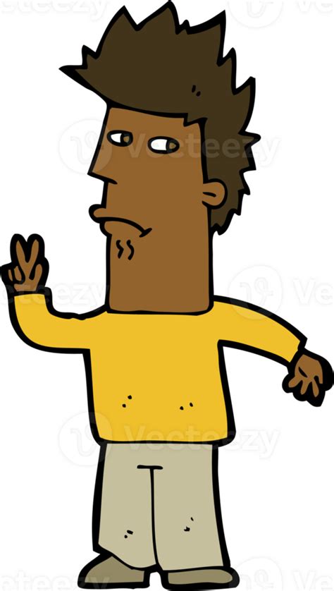 Cartoon Man Giving Peace Sign Png