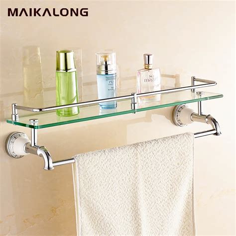 Bathroom Glass Shelf With Towel Bar Everything Bathroom