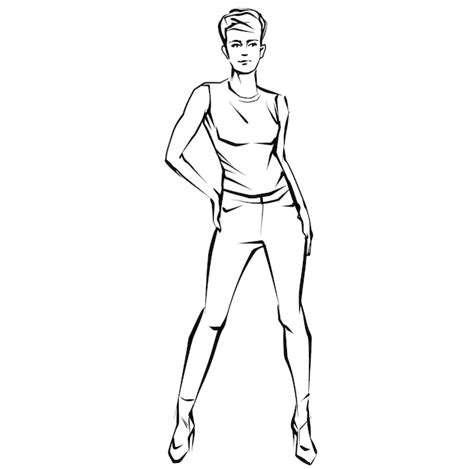 Premium Vector | Fashion woman female model hand drawn fashion lady sketch