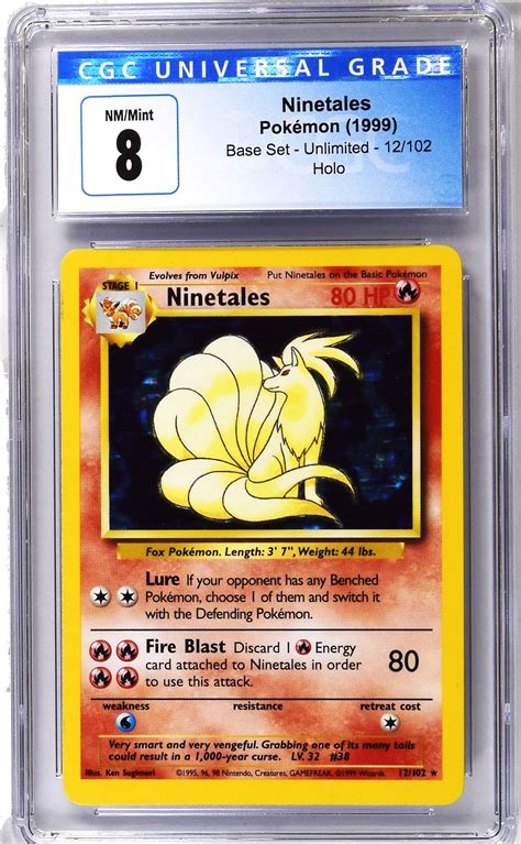 1999 Pokemon Ninetales 12 Holo Rare Base Set Cgc Mint 8 Property