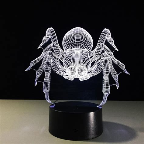 GZXCPC Araña 3D Colorido ilusión óptica luz Touch Tablero acrílico LED