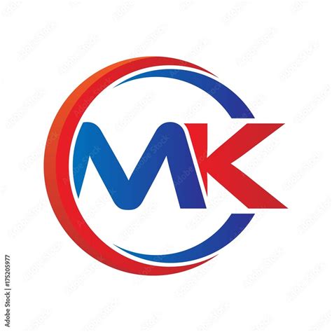 mk logo vector modern initial swoosh circle blue and red Stock Vector ...