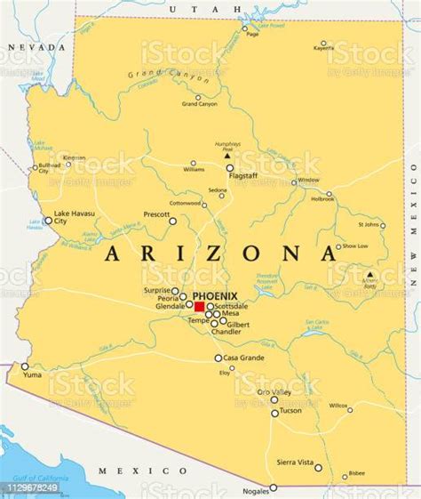 Arizona United States Political Map Stock Illustration Download Image Now Arizona Map