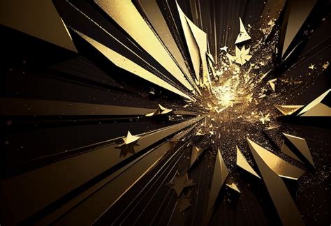 Premium AI Image | A black and gold wallpaper with a broken glass and ...