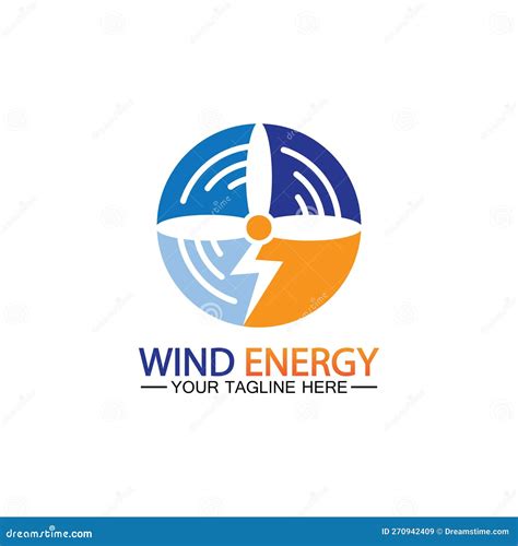 Wind Energy Logo. Renewable Energy Icon with Wind Turbines and Thunder Bolt Isolated on White ...