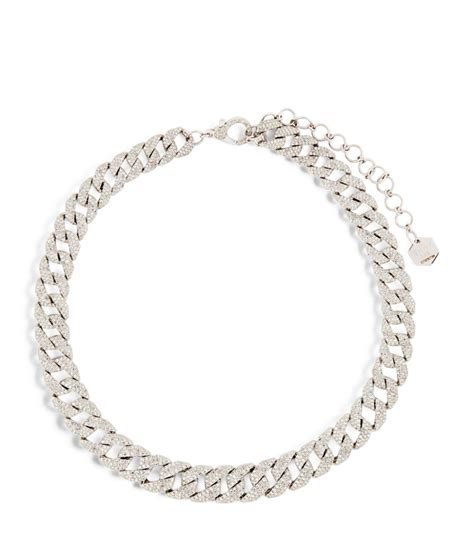 Shay White Gold And Diamond Geo Link Choker Harrods Uk