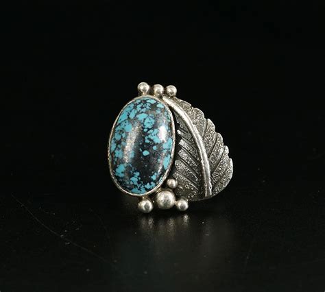 Native American Sterling Silver Natural Kingman Turquoise Ring Navajo