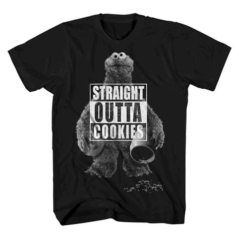 Sesame Street Mens Straight Outta Cookies T Shirt Black S Wish