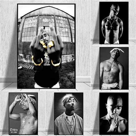 Black And White Rapper Tupac Posters Hip Hop Singer Pac Canvas Print