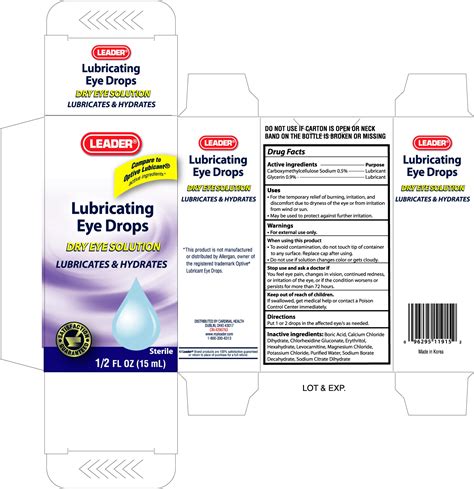 Leader Lubricating Eye Drops Carboxymethylcellulose Sodium Solution