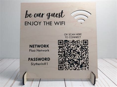 Wood Wifi Password Sign Personalized Qr Code Wifi Network Etsy