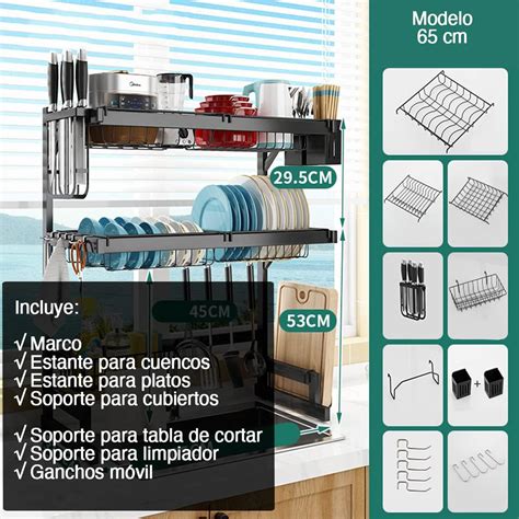 Escurridor Para Trastes De Acero Con Dos Niveles Espacio Para