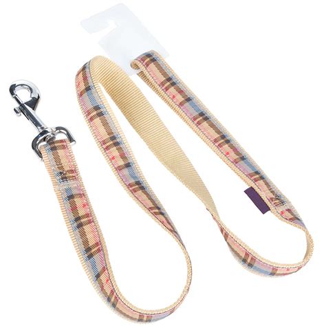 Pet Supplies Pet Dog Lead And Clip Plaid Beige 1m 1cm S Brooklyn