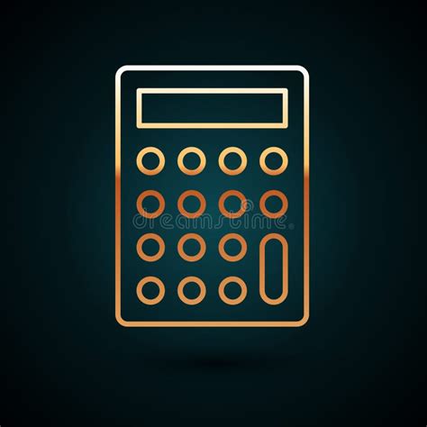 Gold Line Calculator Icon Isolated On Dark Blue Background Accounting