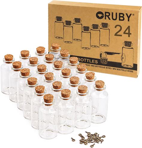 RUBY 24pcs 25ml Mini Botella Cristal Pequeña 30 X 60mm Frascos de