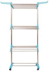 Rafttar Steel Plastic Floor Cloth Dryer Stand Rf Steel Plastic