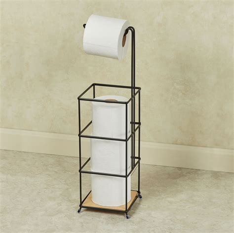 Grove Black Metal Toilet Paper Holder Stand