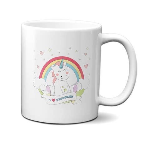 Caneca Eu Amo Unicórnio fofinho Presente Criativo Elo7