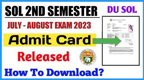 Sol Second Semester July Exam Admit Card Released How To