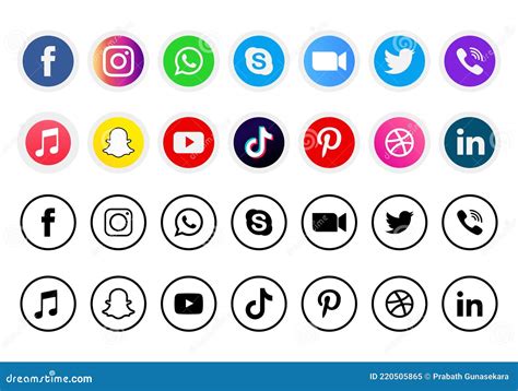 Collection Of Social Media Icons And Logos Cartoon Vector ...