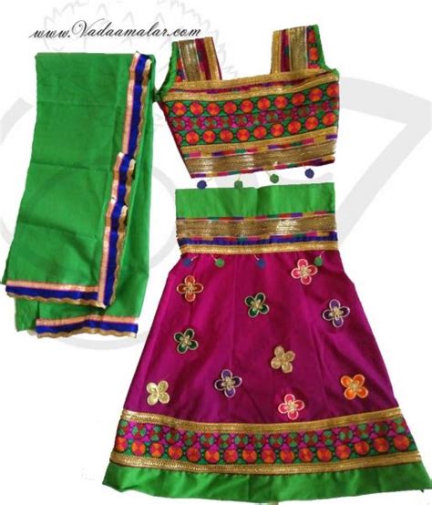 Kids Rajastan Gujarat Indian Costume Girl Skirt Blouse India Lehenga ...