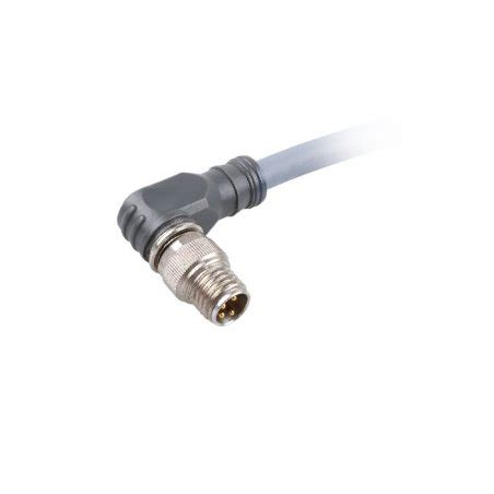 CB8 4 2 Conector De E S Precableado Macho Acodado M8 4 Polos PVC Gris